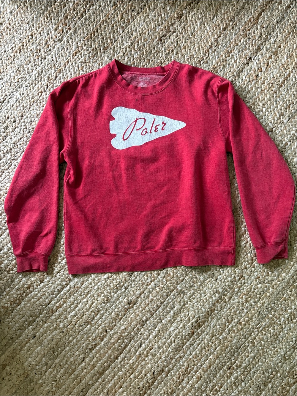 Poler Red Crewneck with White Logo Graphic